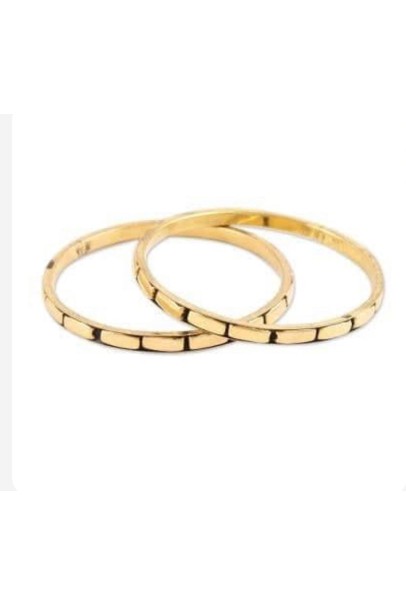 Handmade liner brass bangle set